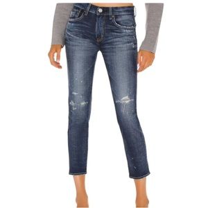 Moussy Vintage Lancaster Skinny Distressed Jean In Dark Blue Ladies Size 25